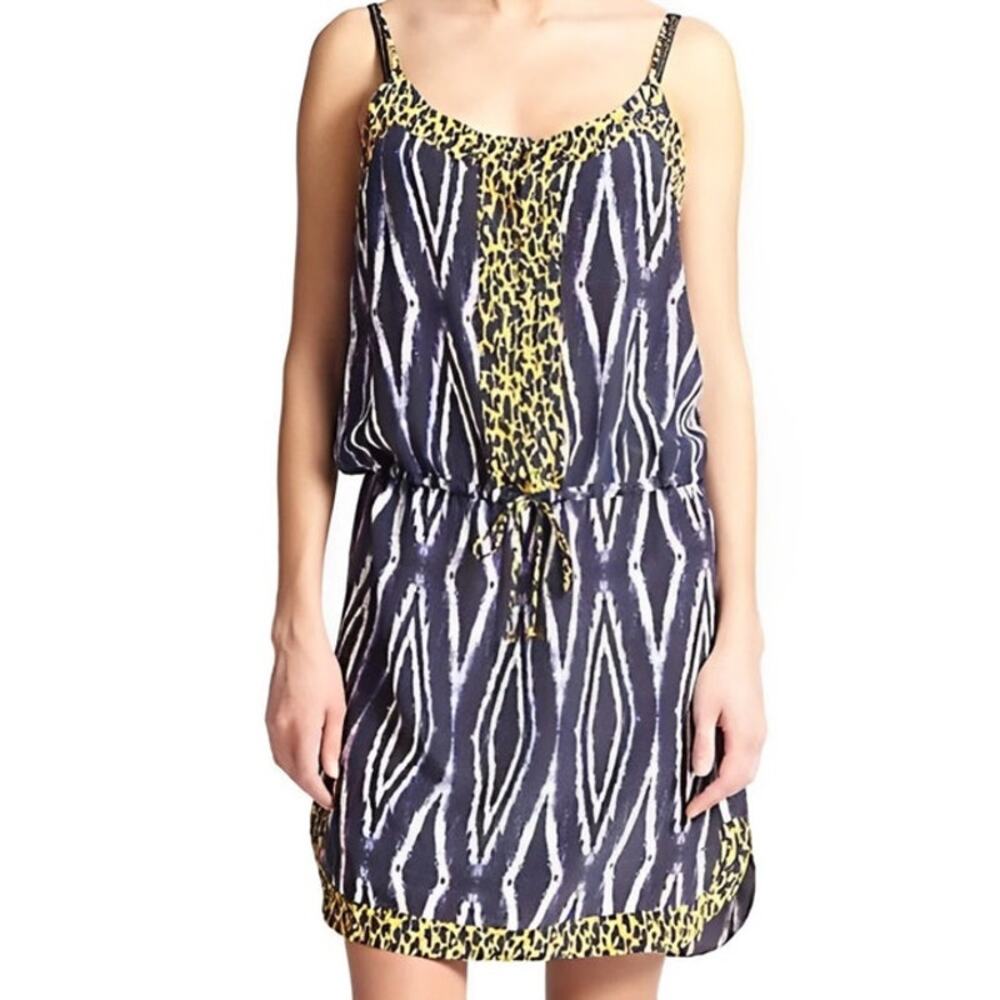 Vix By Paula Hermanny Moorish Print Silk Bliss Tie Mini Dress Women's Large